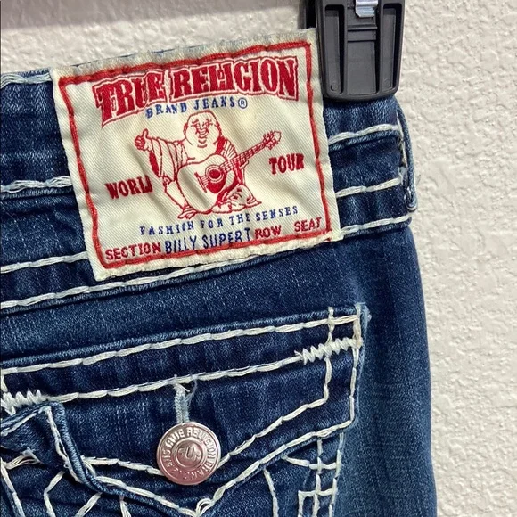 True Religion Blue Boot Leg (flared) Jeans with Contrast Stitching - Picture 3 of 7